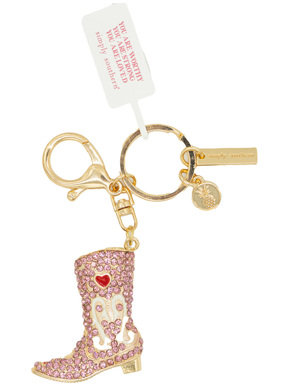 Pink Crystal Cowgirl Boot Keychain – Simply Southern