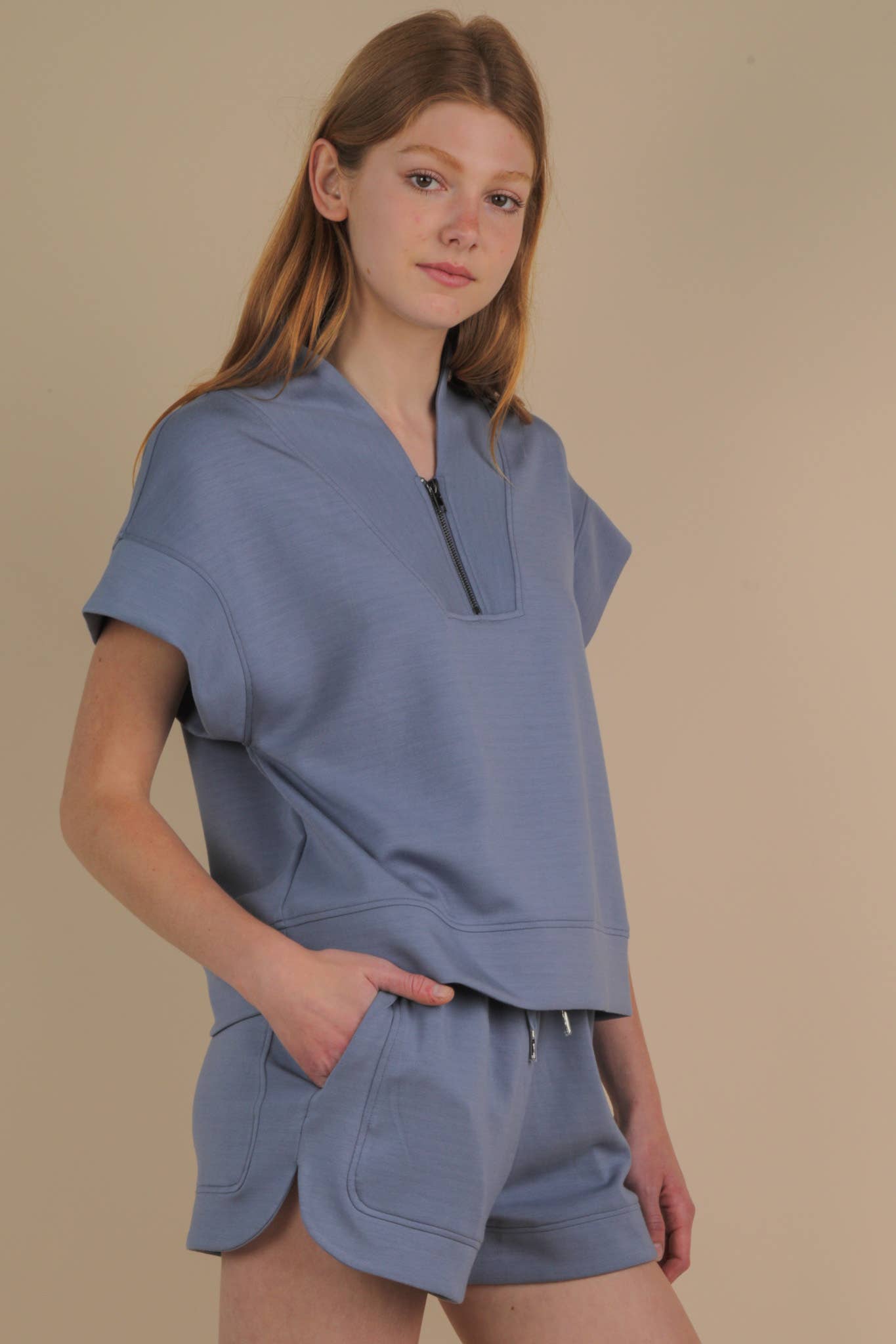 NT12155SET-Comfy Solid Knit Top & Shorts Set - Buttercup Lynne Boutique