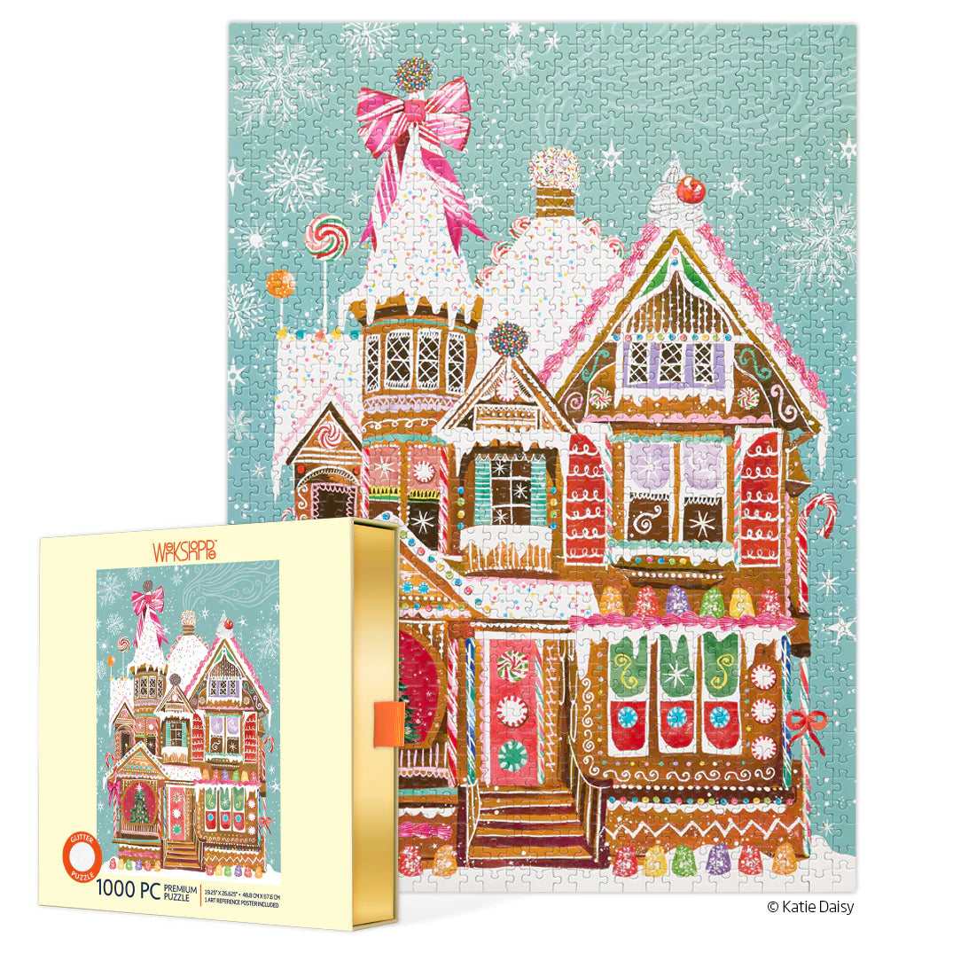 WerkShoppe Gingerbread House 1000-Piece Glitter Jigsaw Puzzle