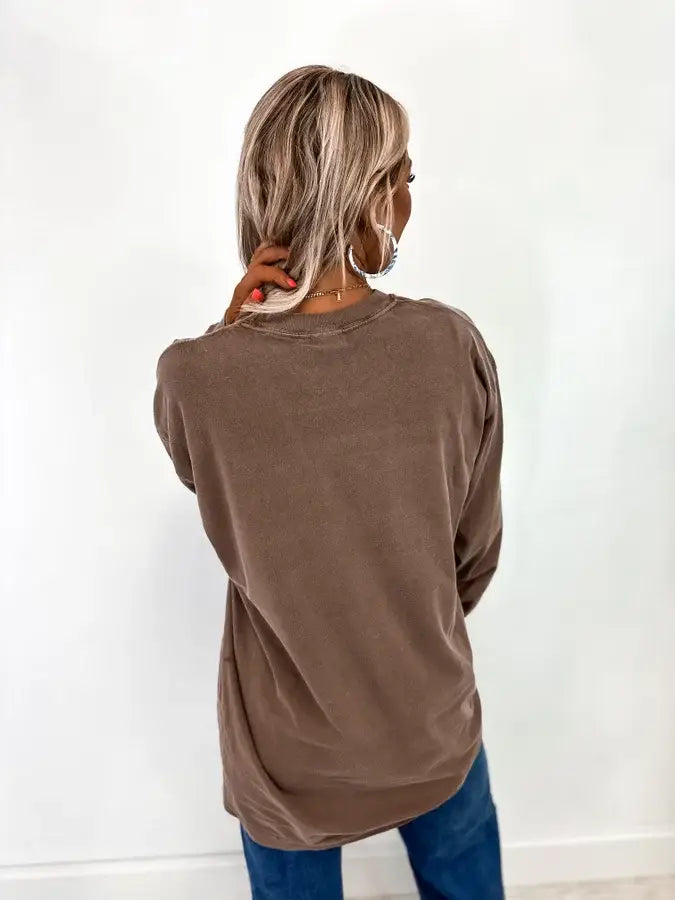 Leopard Pumpkin Espresso Long Sleeve Graphic Tee - Buttercup Lynne Boutique