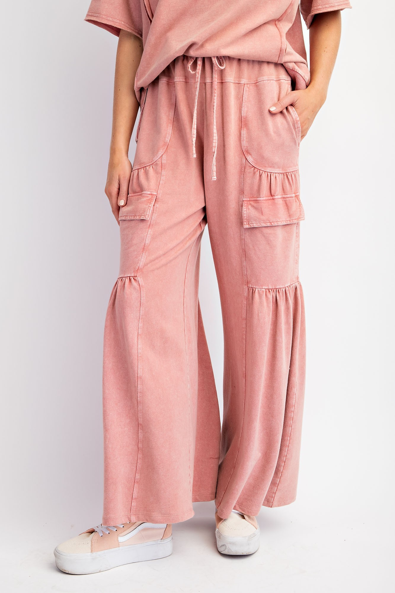 Looking Back Mineral Washed Terry Knit Pants - Buttercup Lynne Boutique