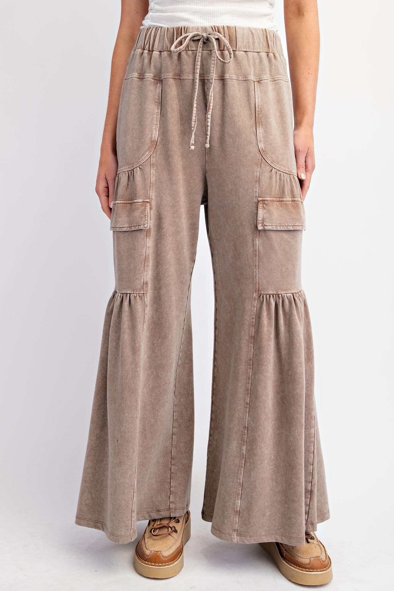 Looking Back Mineral Washed Terry Knit Pants - Buttercup Lynne Boutique