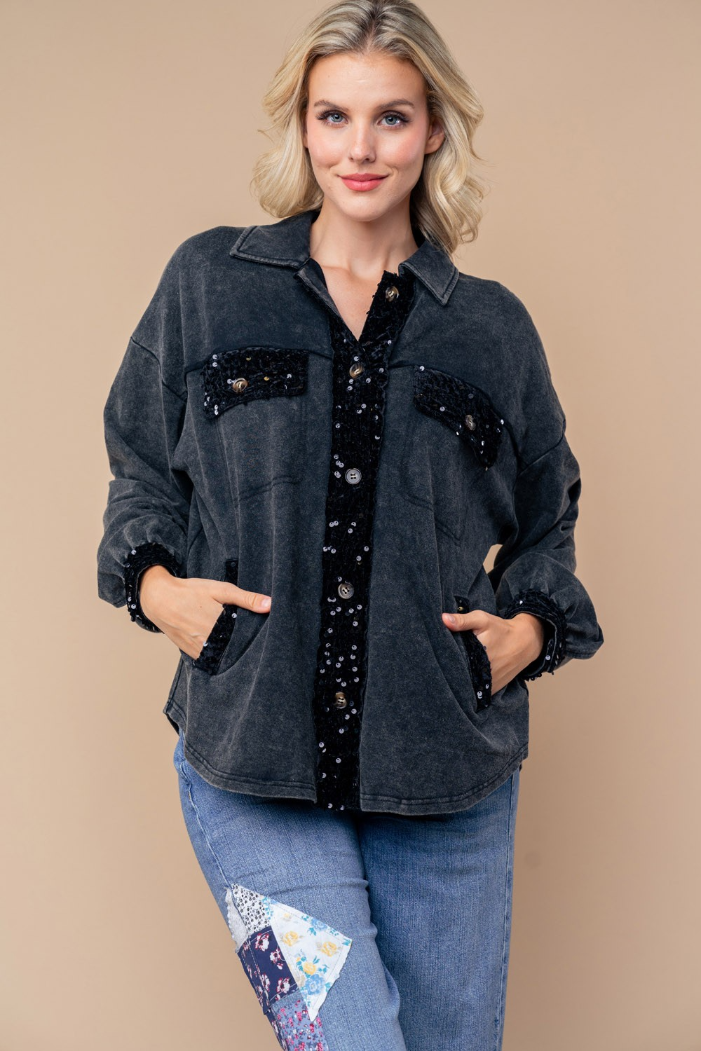 Reach For The Sky Long Sleeve Button Down Top - Buttercup Lynne Boutique