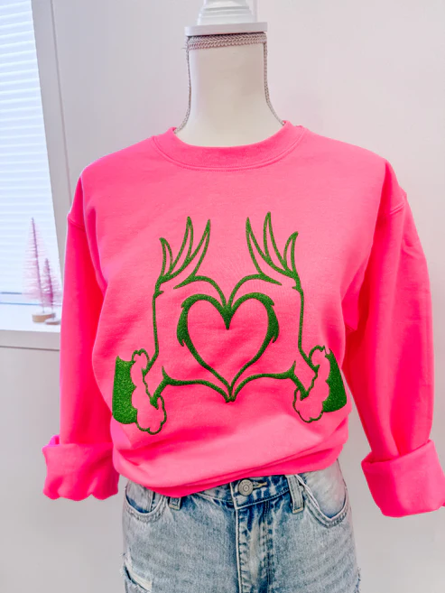Heart Of Mischief Glitter Puff Print Sweatshirt - Buttercup Lynne Boutique