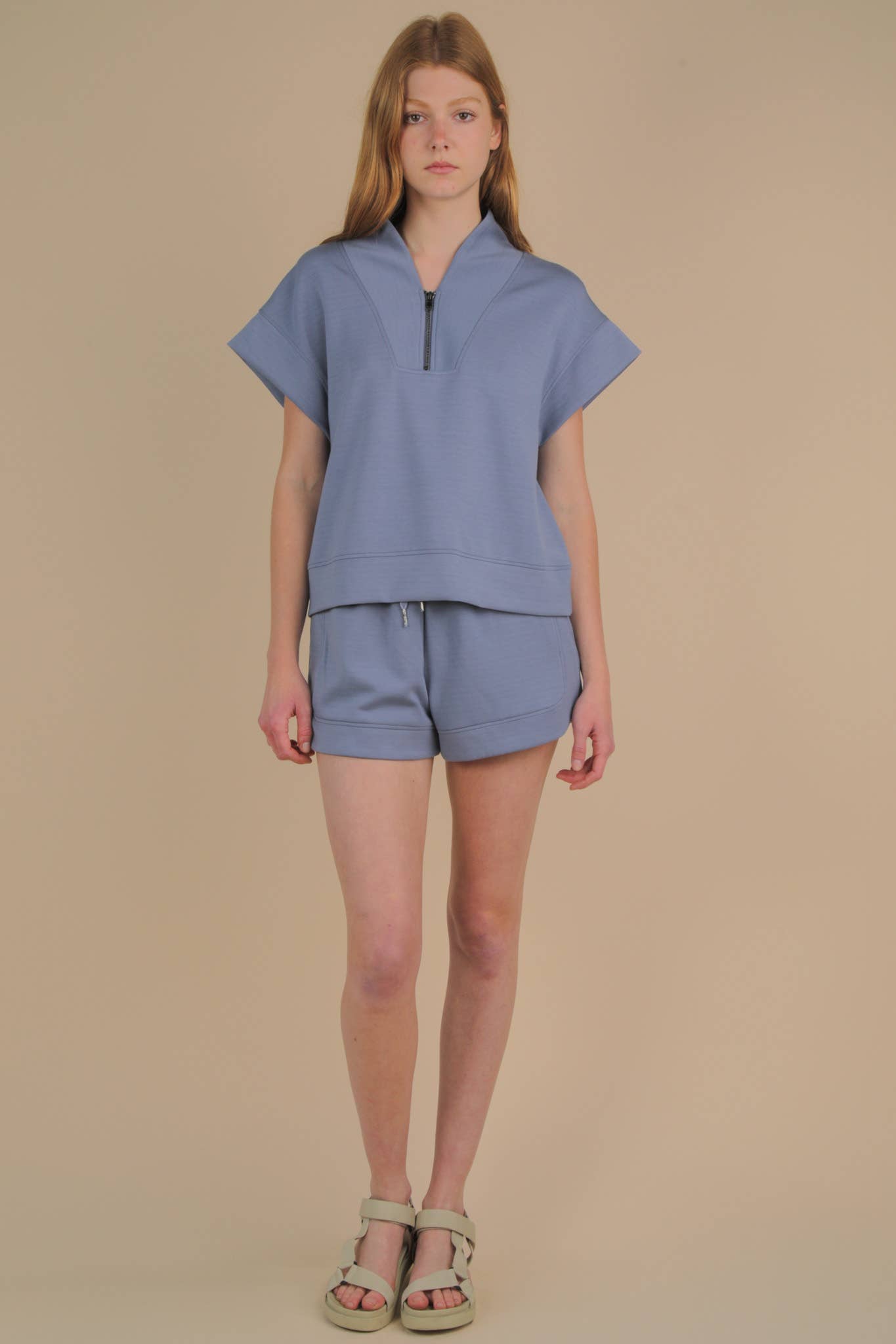 NT12155SET-Comfy Solid Knit Top & Shorts Set - Buttercup Lynne Boutique
