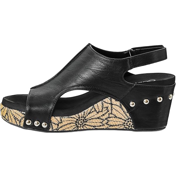 Corkys Black Floral Wrap Carley Wedge Sandals - Buttercup Lynne Boutique