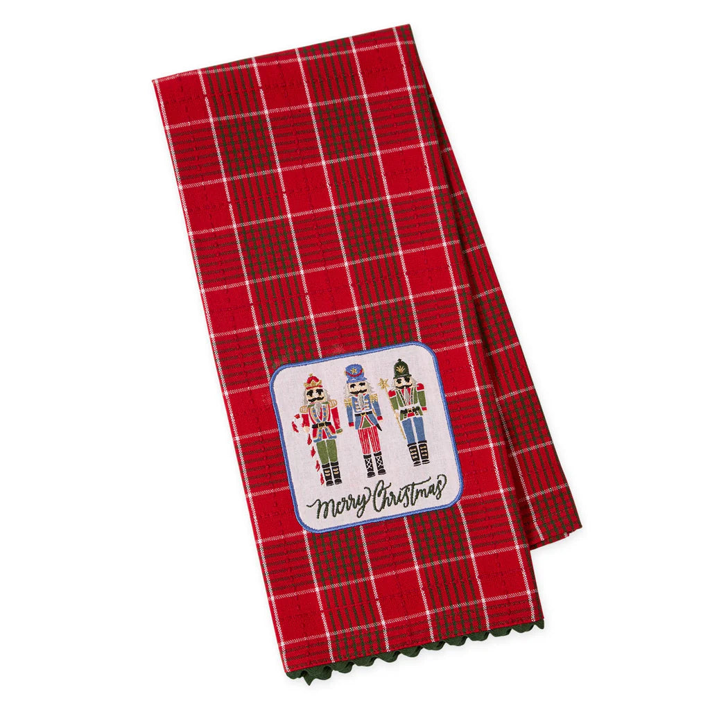 Merry Nutcrackers Embellished Dishtowel