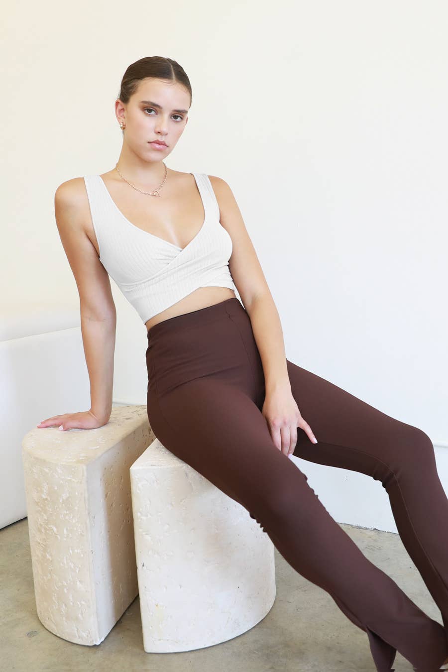 NS8147 - Ribbed Cross Over Crop Top