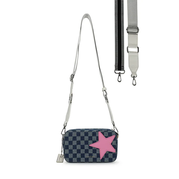 Hot To Trot Denim Checkered Crossbody - Buttercup Lynne Boutique
