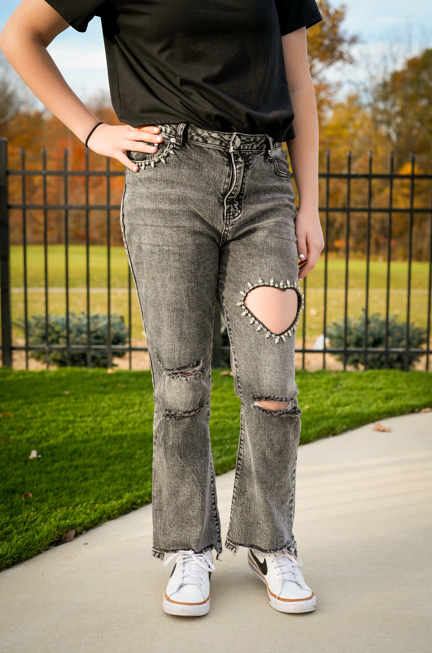 On My Heart Cut Out Denim Jeans - Buttercup Lynne Boutique