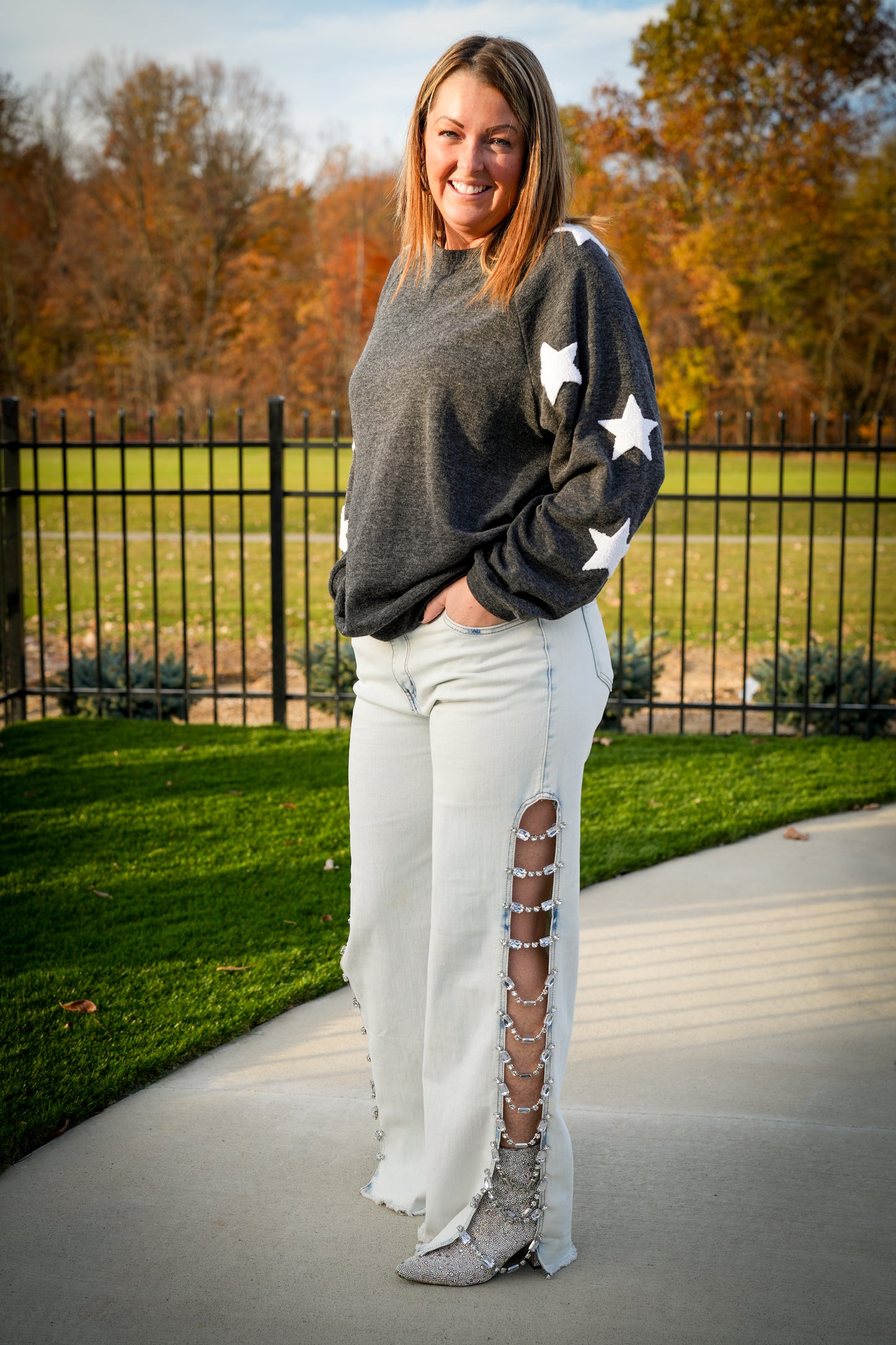 Stargaze Pullover Top - Regular and Plus - Charcoal - Buttercup Lynne Boutique