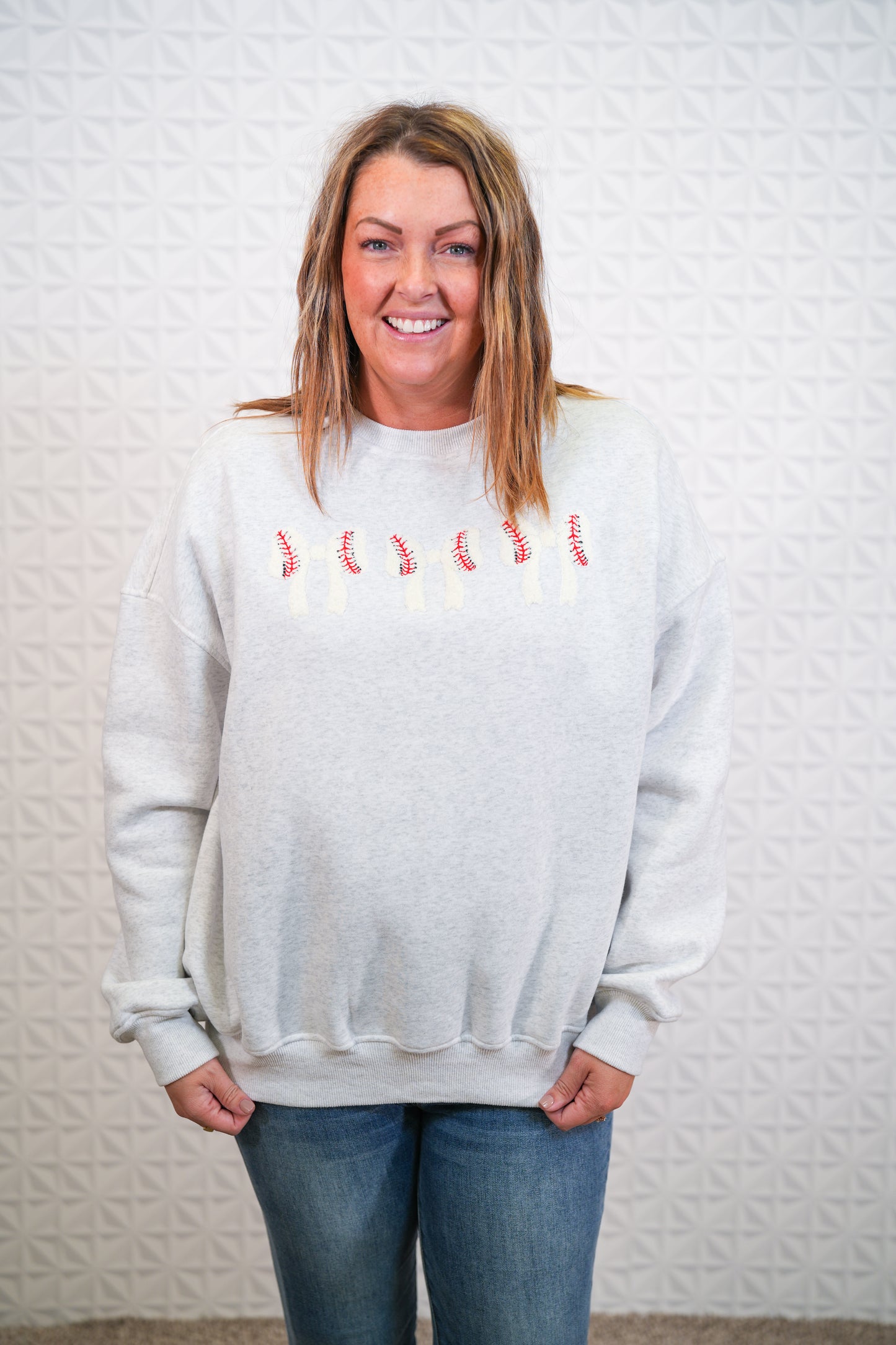 Baseball Bows Crewneck - Buttercup Lynne Boutique