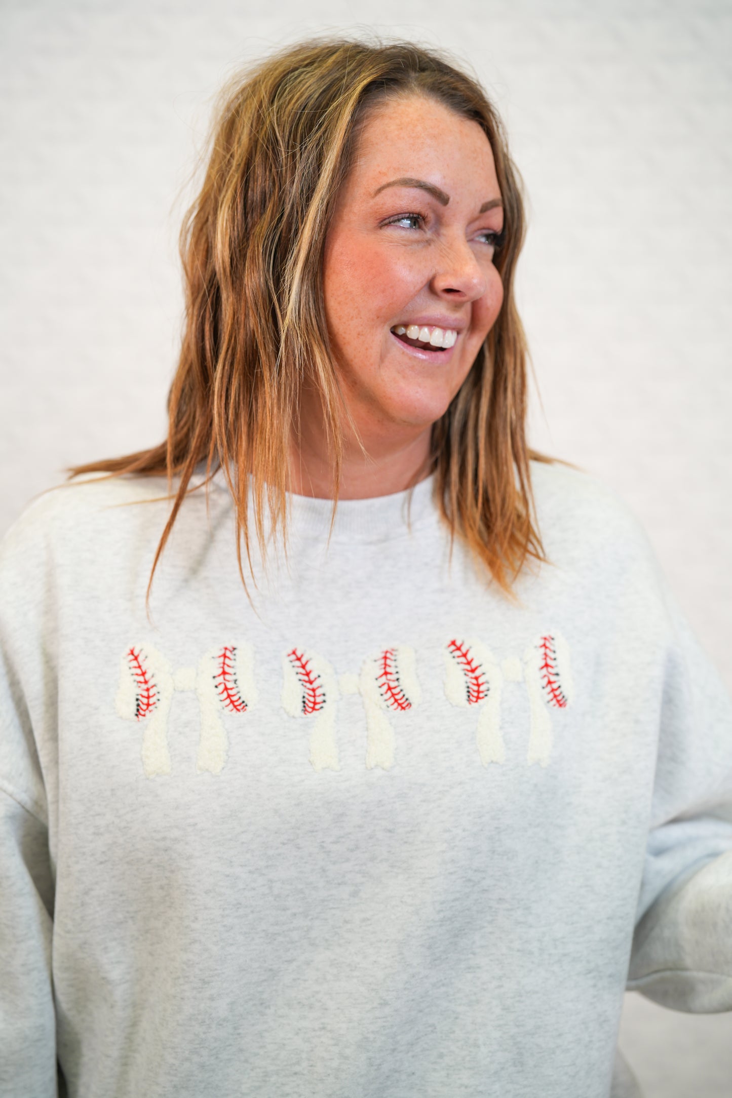 Baseball Bows Crewneck - Buttercup Lynne Boutique