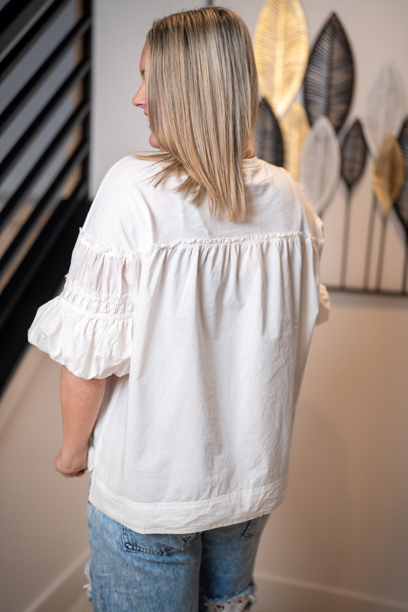 Easel Washed Cotton Voile Top