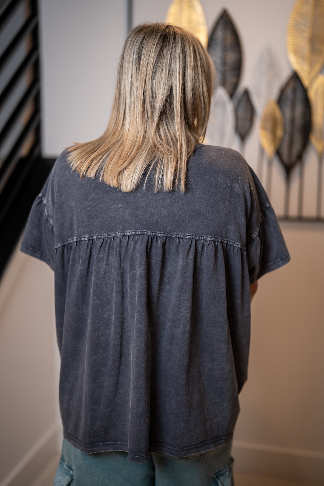 Easel Washed Cotton Loose Fit Top