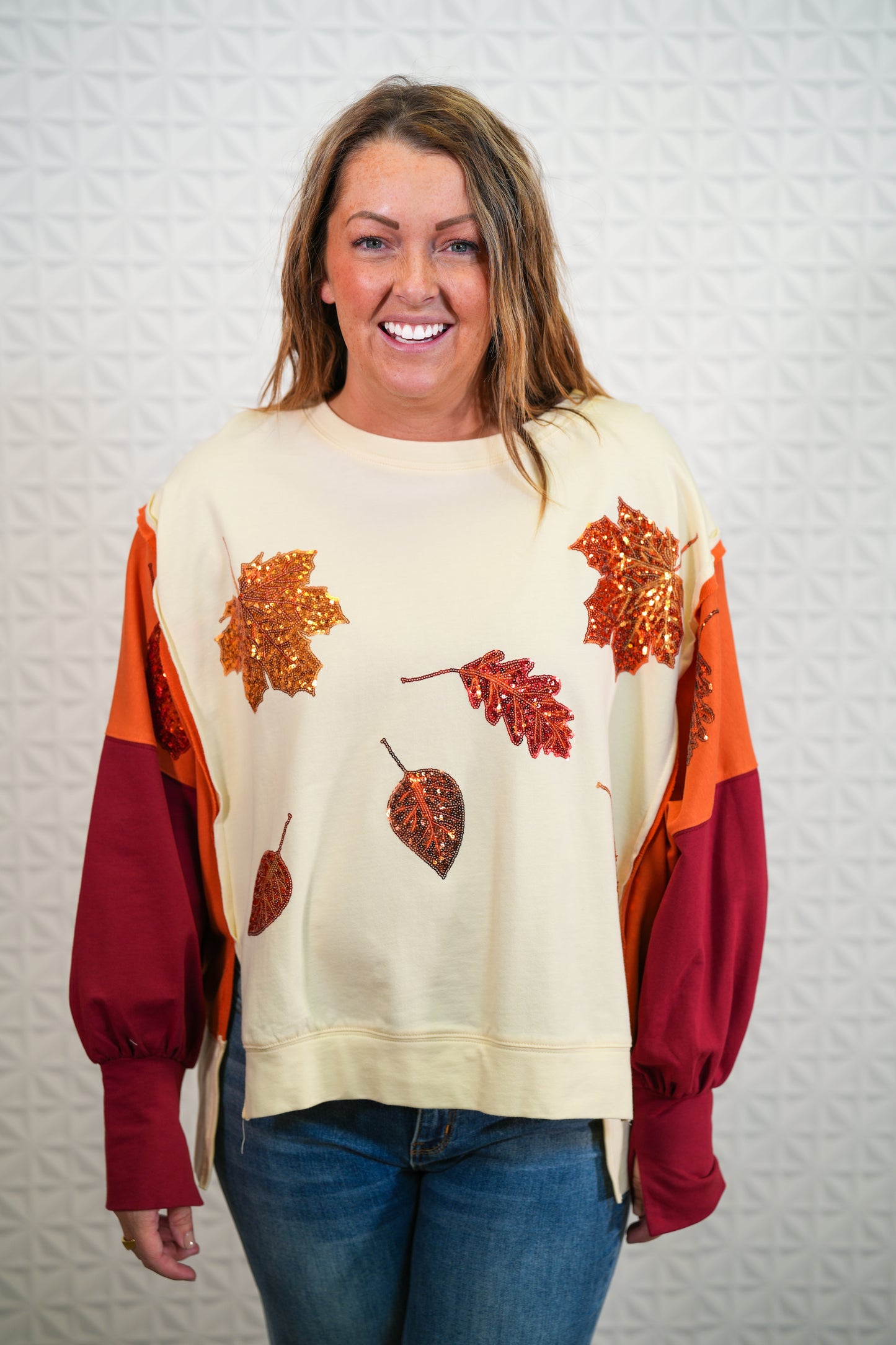 All About Fall Long Sleeve Color Block Top