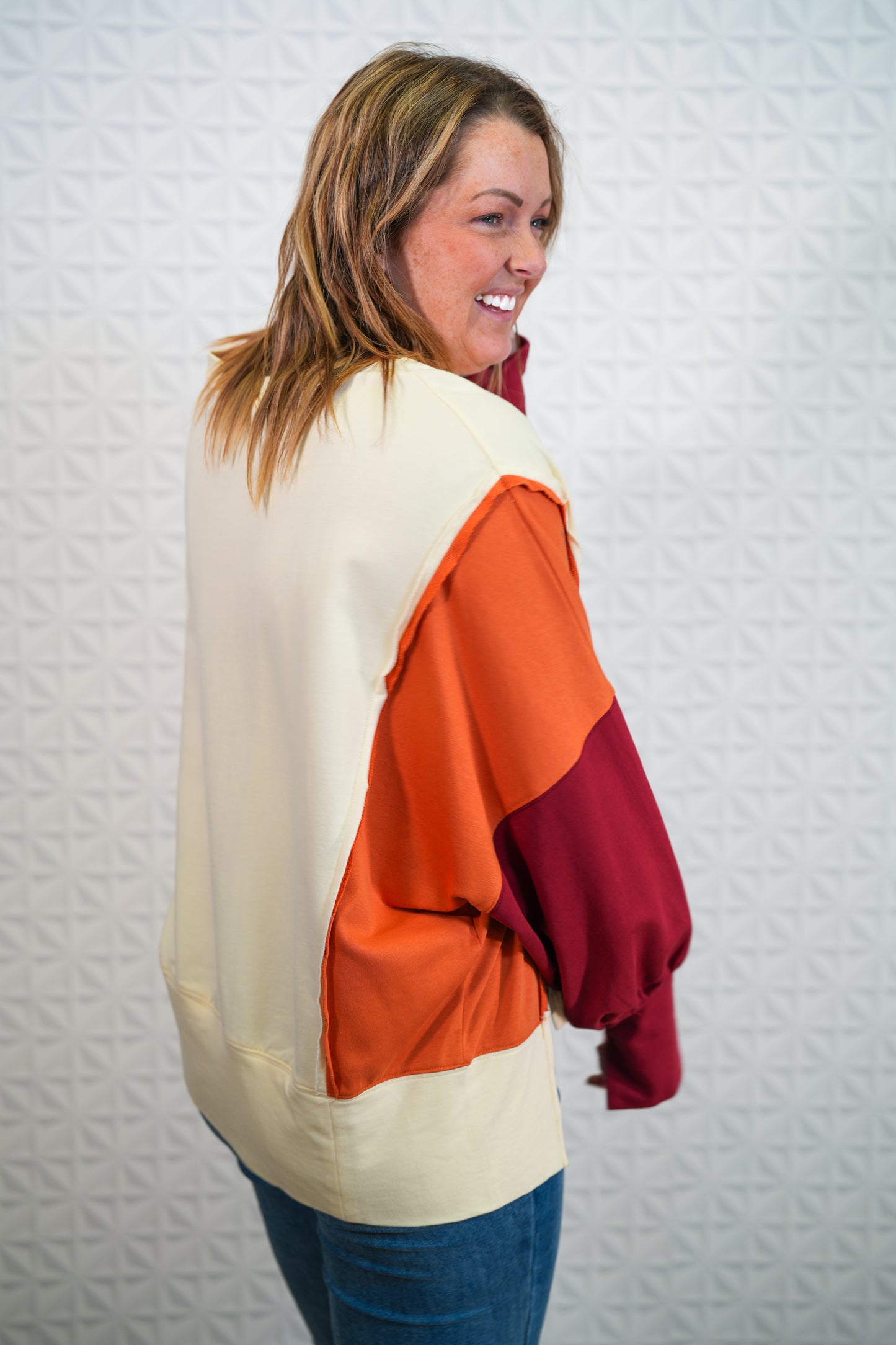 All About Fall Long Sleeve Color Block Top