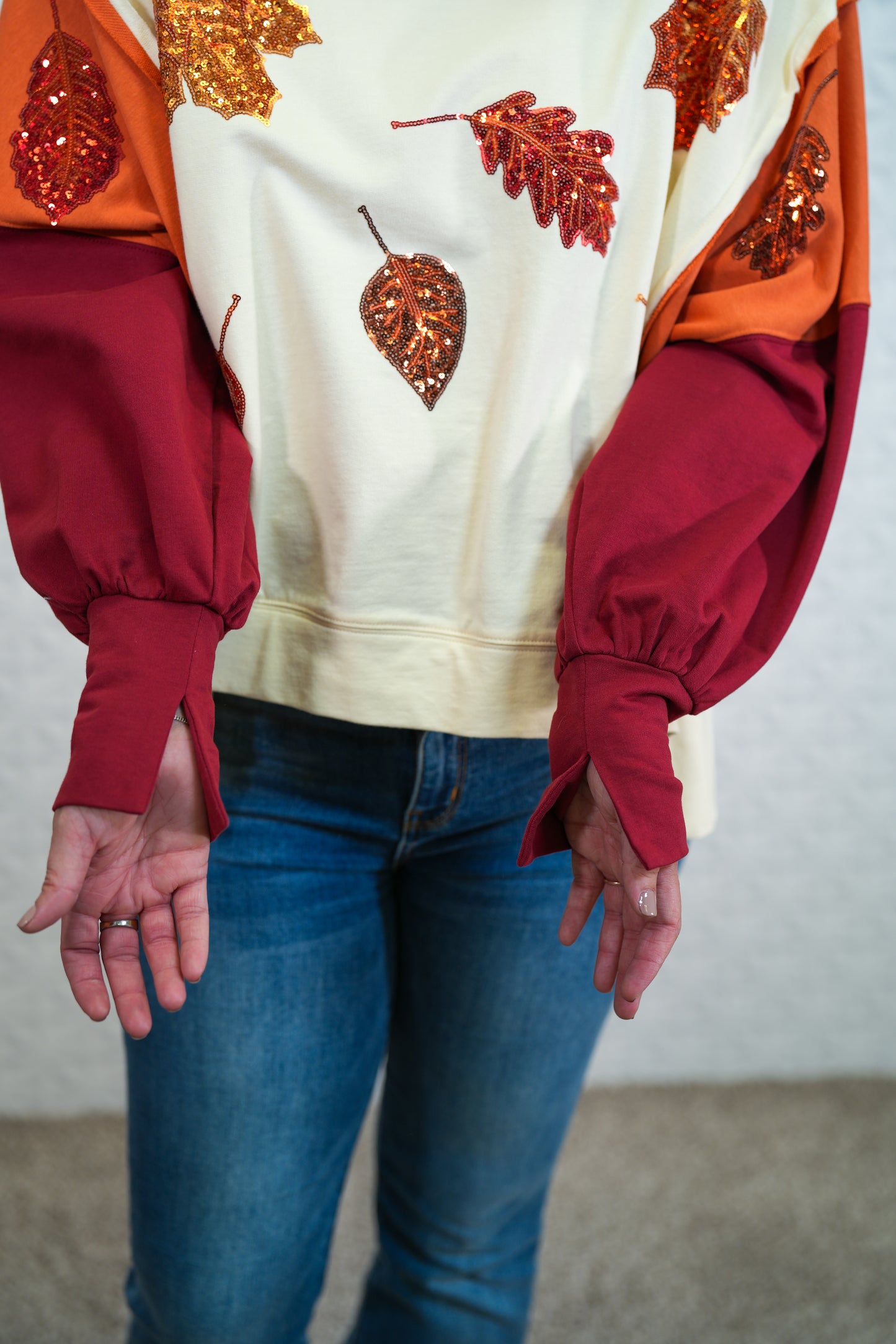 All About Fall Long Sleeve Color Block Top