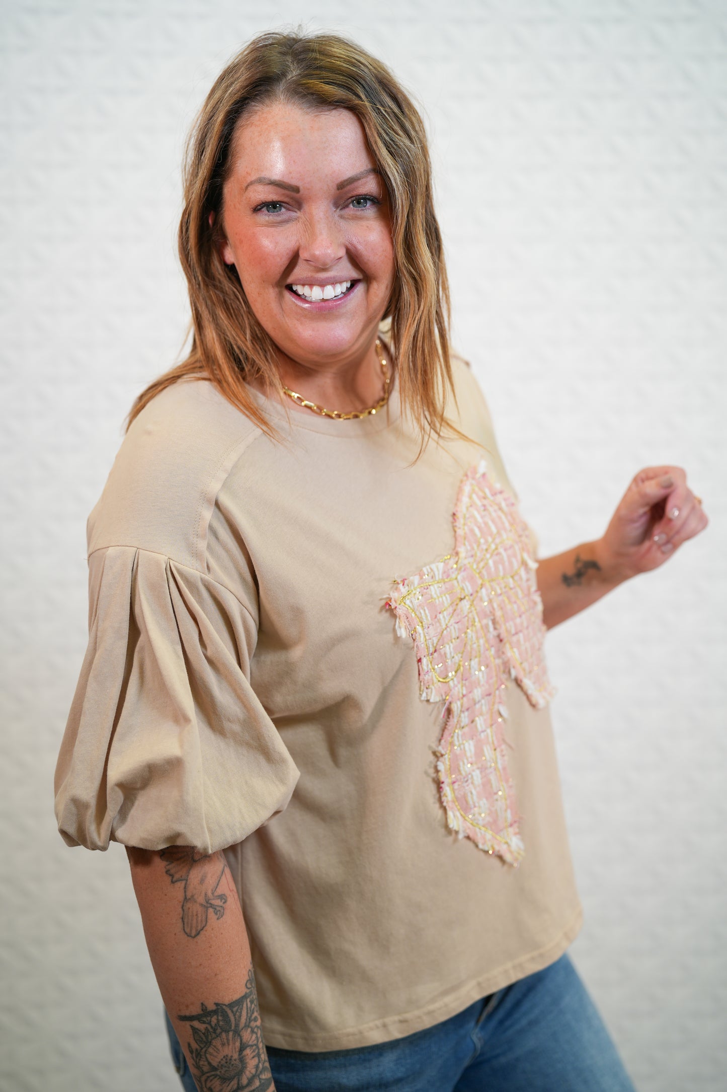 Bow-Tiful Life Ribbon Patch Top - Buttercup Lynne Boutique