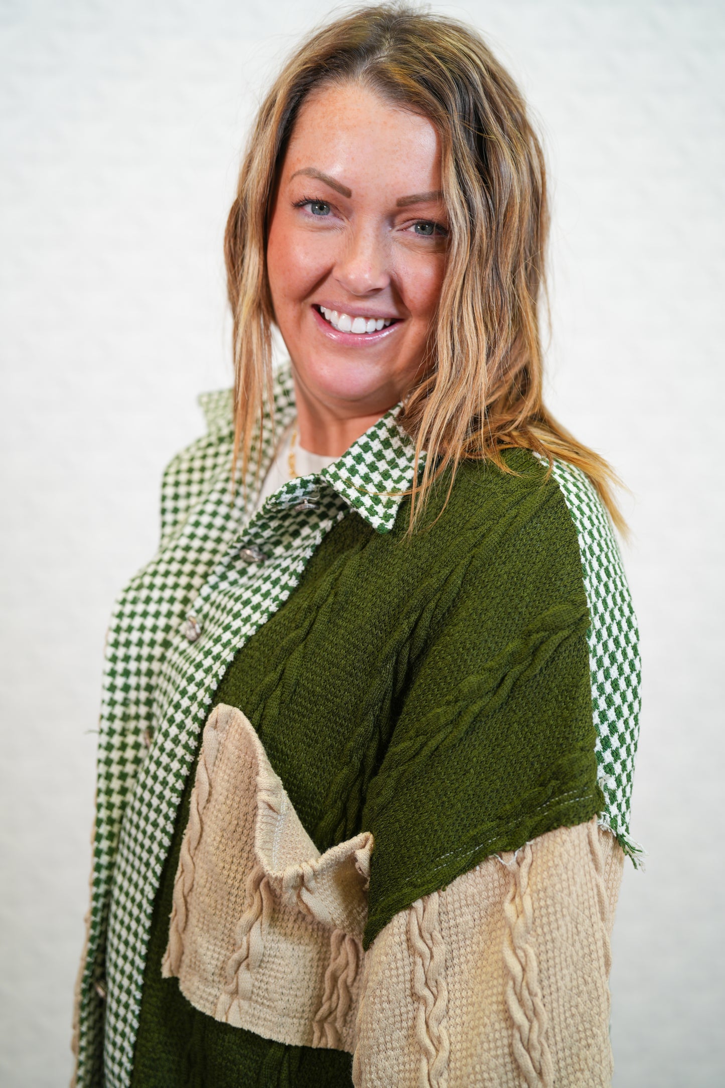 Peace Maker Houndstooth Shacket - Buttercup Lynne Boutique