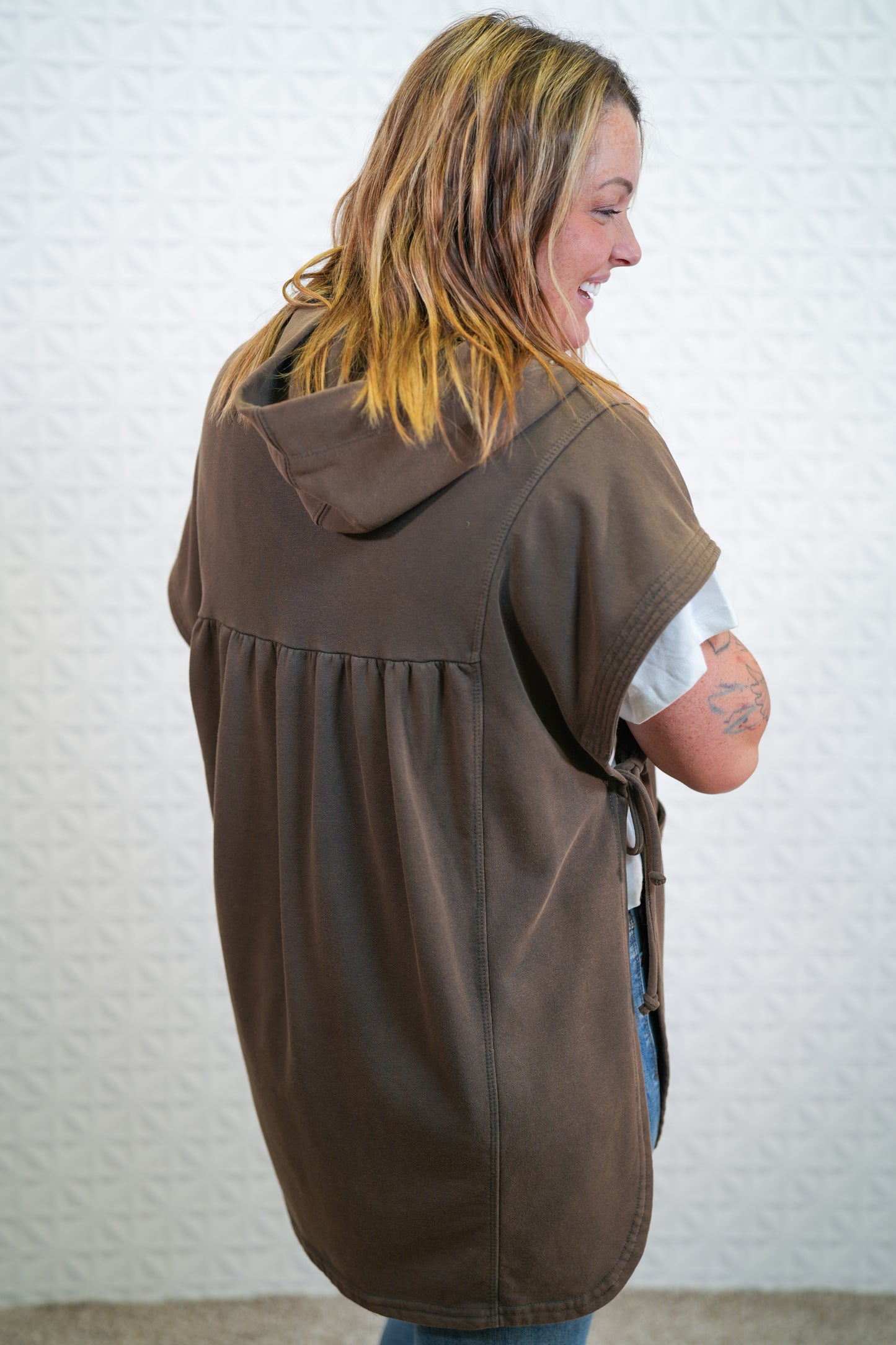 Button Down Mineral Washed Hooded Vest - Buttercup Lynne Boutique