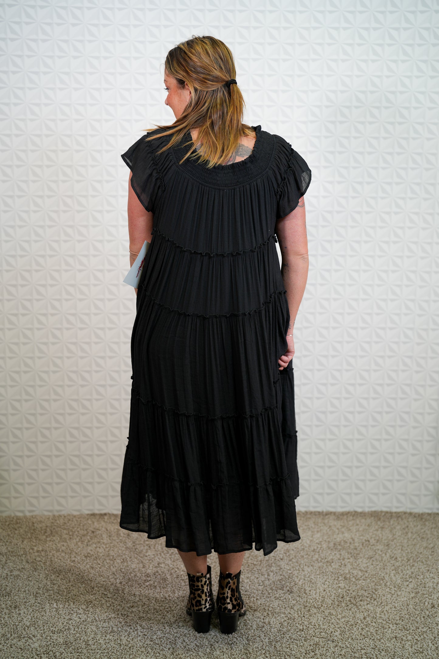 Smocked Tiered Midi Dress - Plus - Buttercup Lynne Boutique