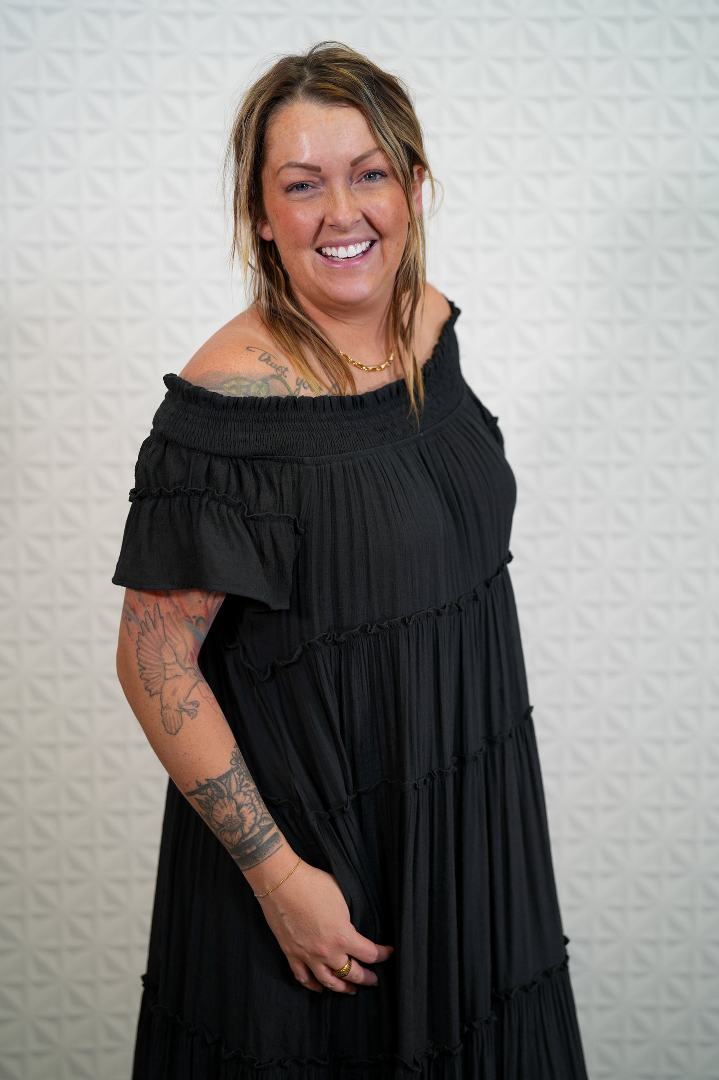 Smocked Tiered Midi Dress - Plus - Buttercup Lynne Boutique