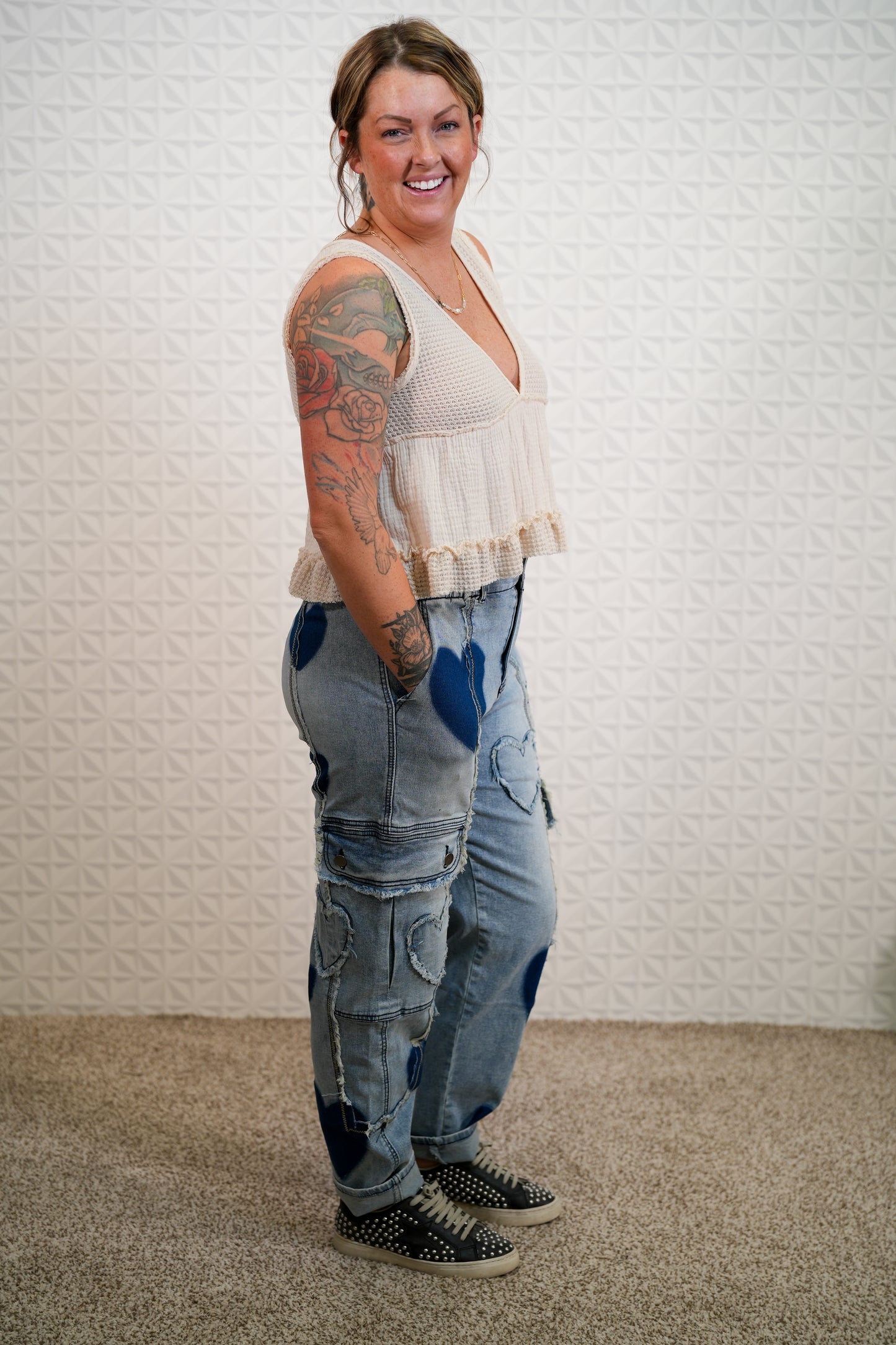 Heart Patch Denim - Buttercup Lynne Boutique