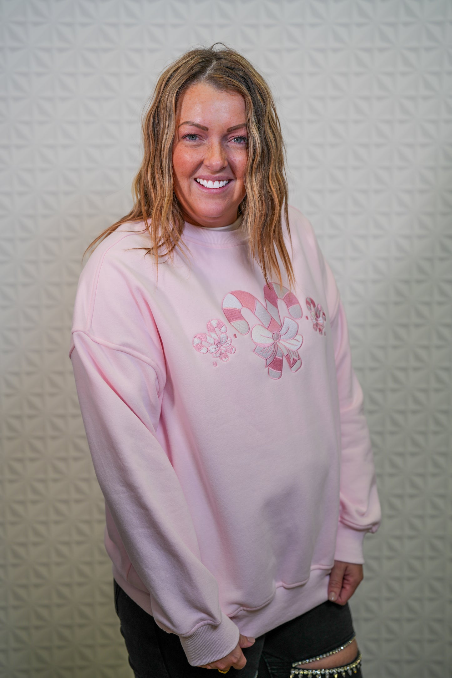 Candy Cane Wonderland Embroidered Sweatshirt - Buttercup Lynne Boutique