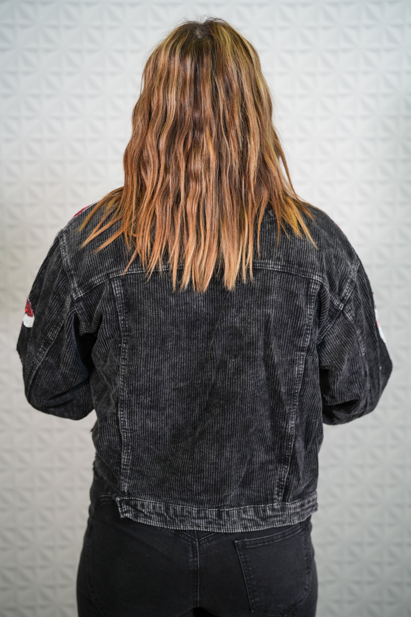 Santa Sequin Jacket Black Corduroy - Buttercup Lynne Boutique