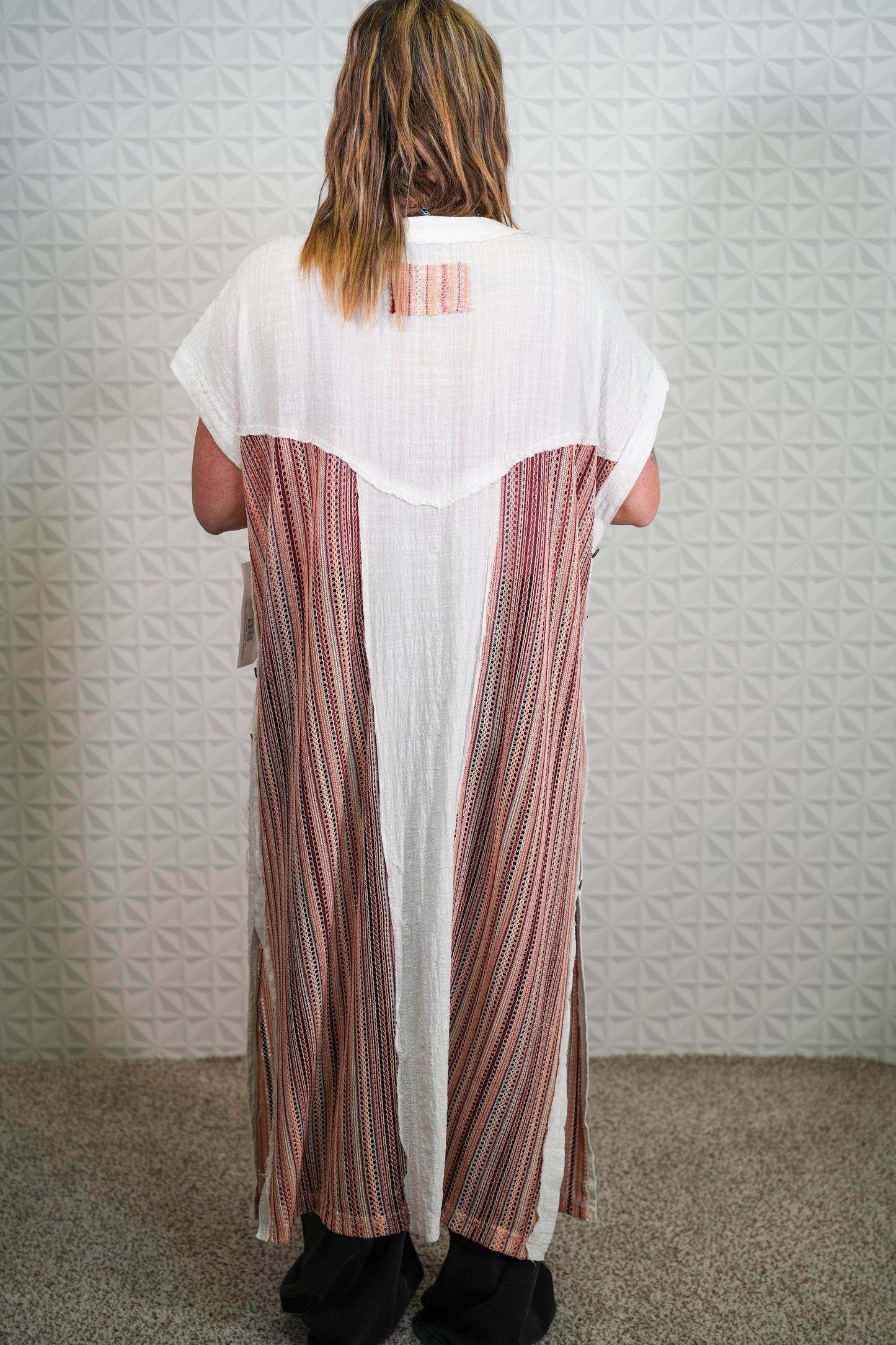 Freedom Earth Toned Ivory Elongated Cardigan - Buttercup Lynne Boutique