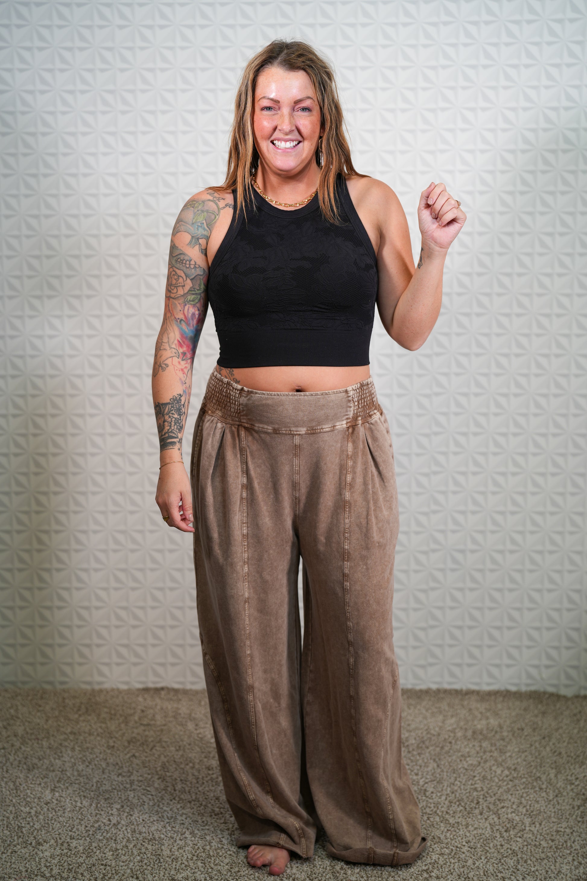 Lace High Neck Crop Top - Buttercup Lynne Boutique