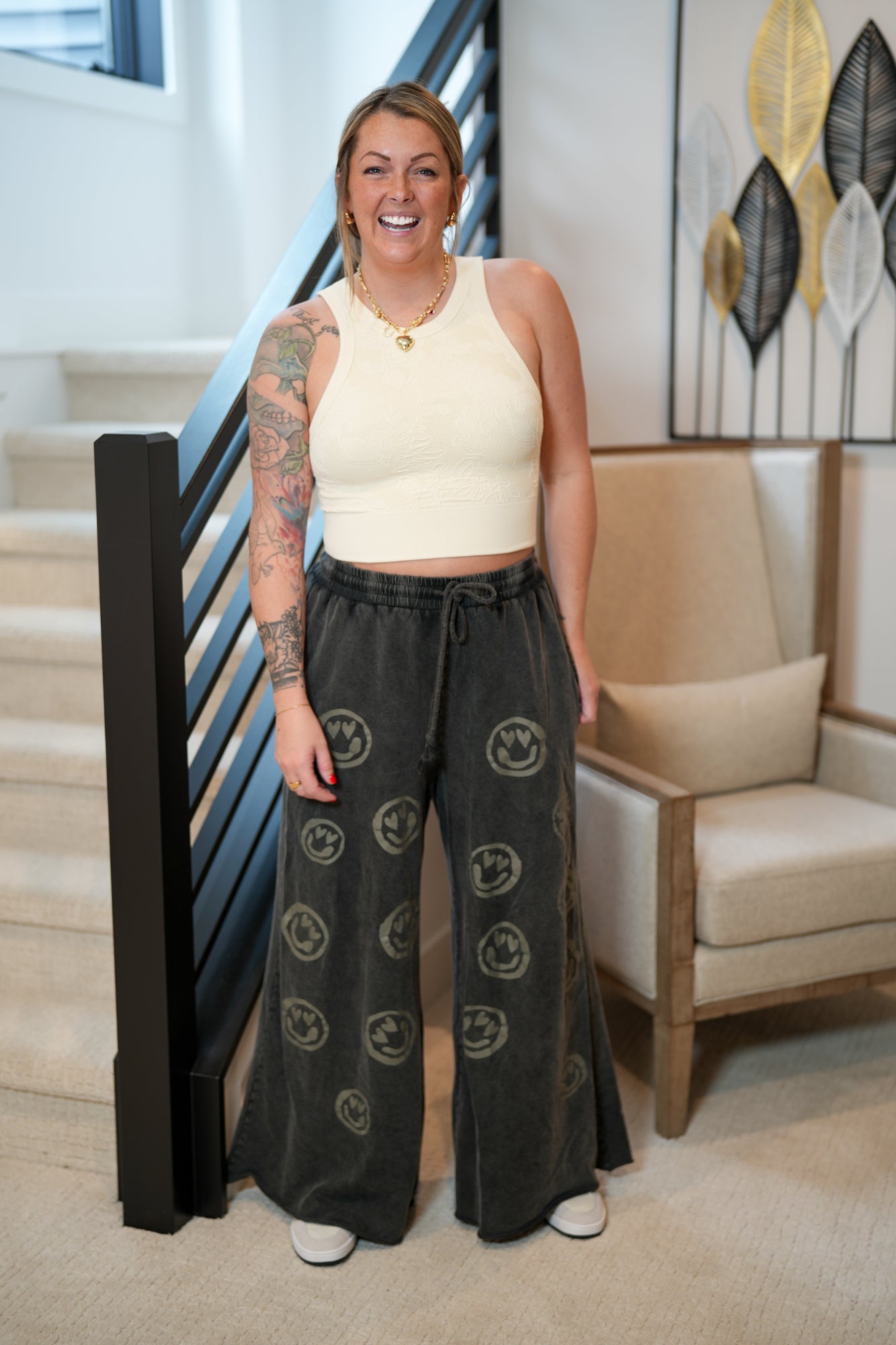 Happy Days Ahead Smiley Face Pants - Buttercup Lynne Boutique