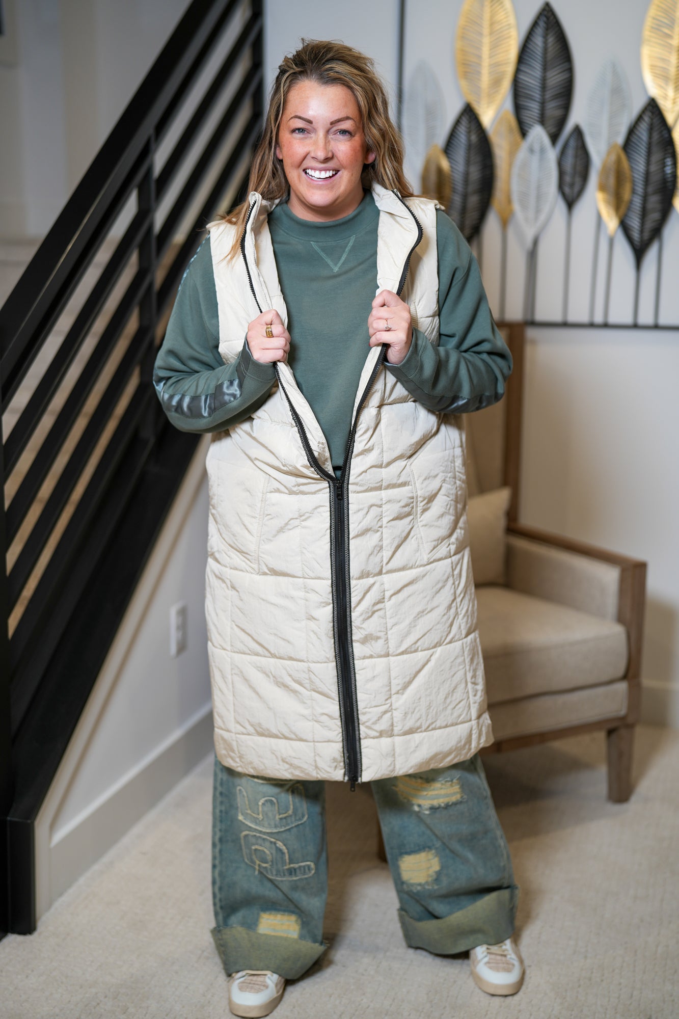 Totally In Padded Long Vest - Buttercup Lynne Boutique