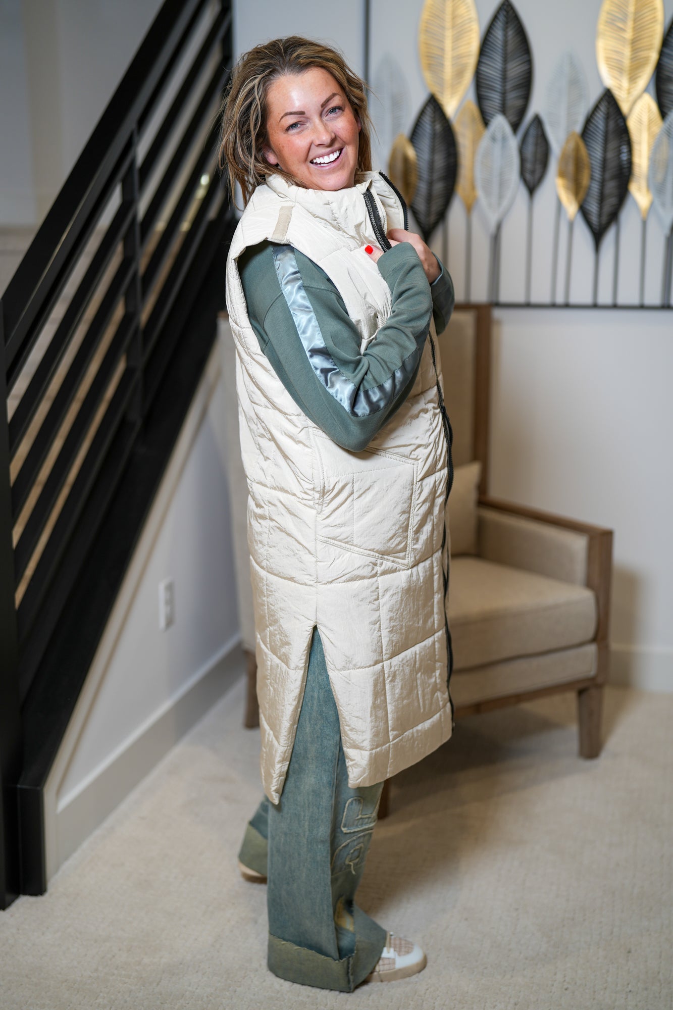 Totally In Padded Long Vest - Buttercup Lynne Boutique