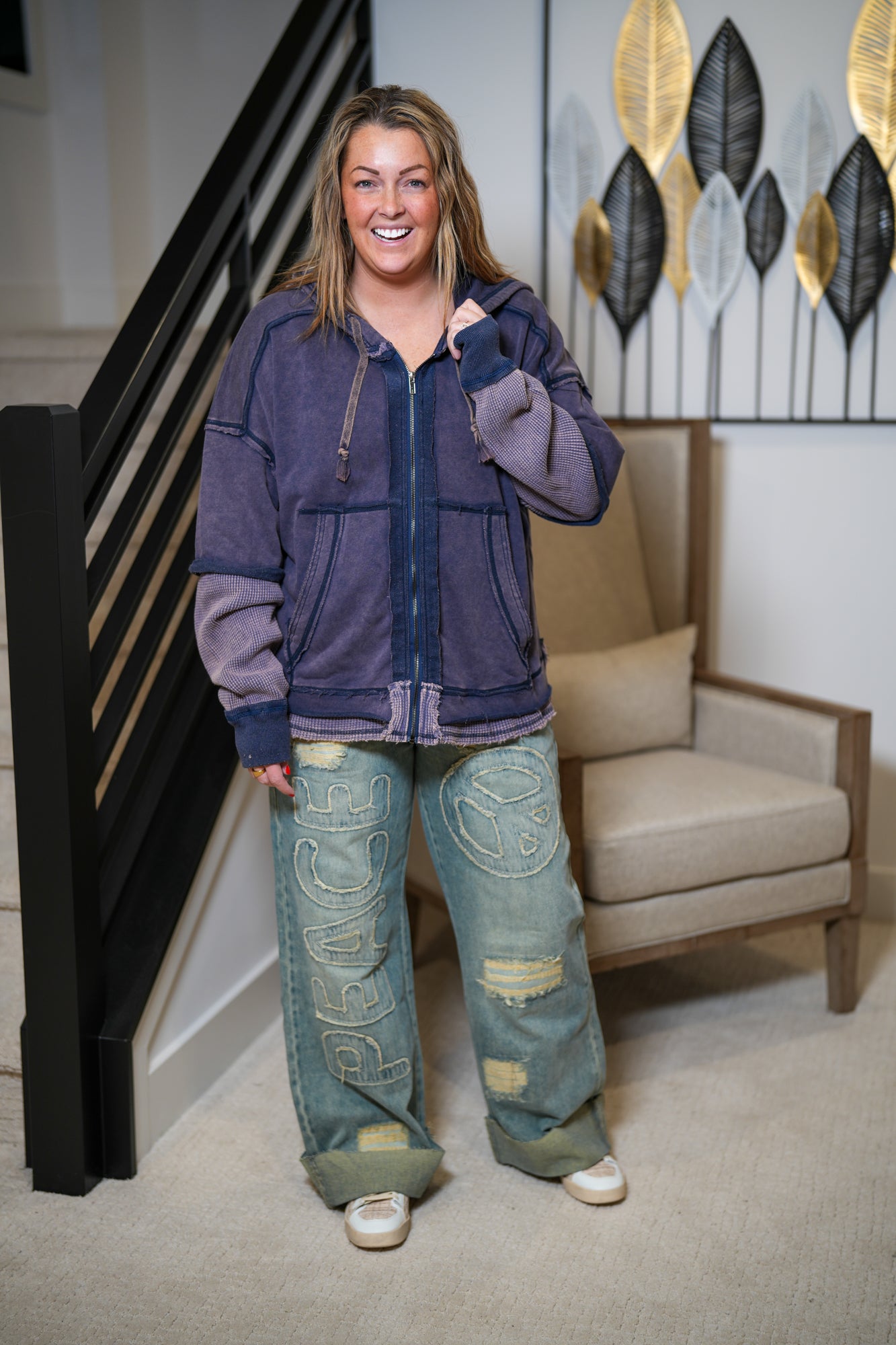 We Got It Waffle Sleeve Hooded Jacket - Buttercup Lynne Boutique