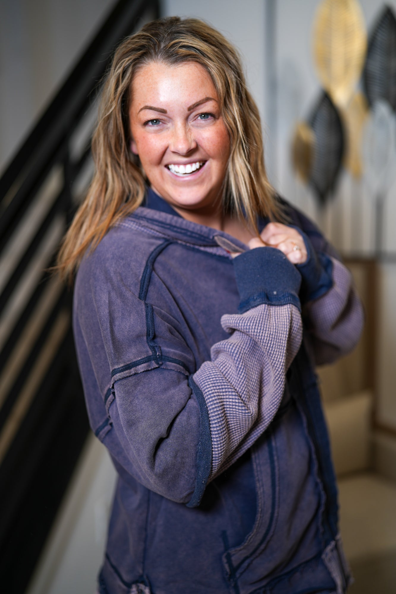 We Got It Waffle Sleeve Hooded Jacket - Buttercup Lynne Boutique
