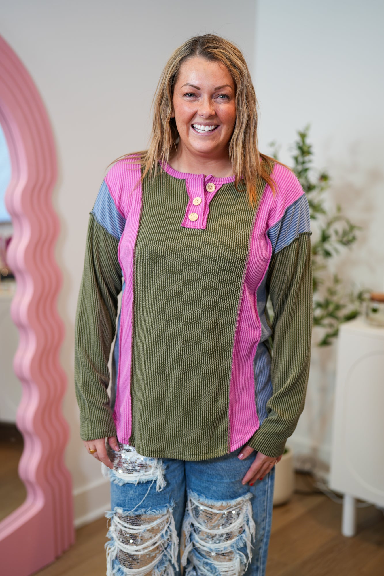 Taste Of Heaven Ribbed Color Block Top - Buttercup Lynne Boutique
