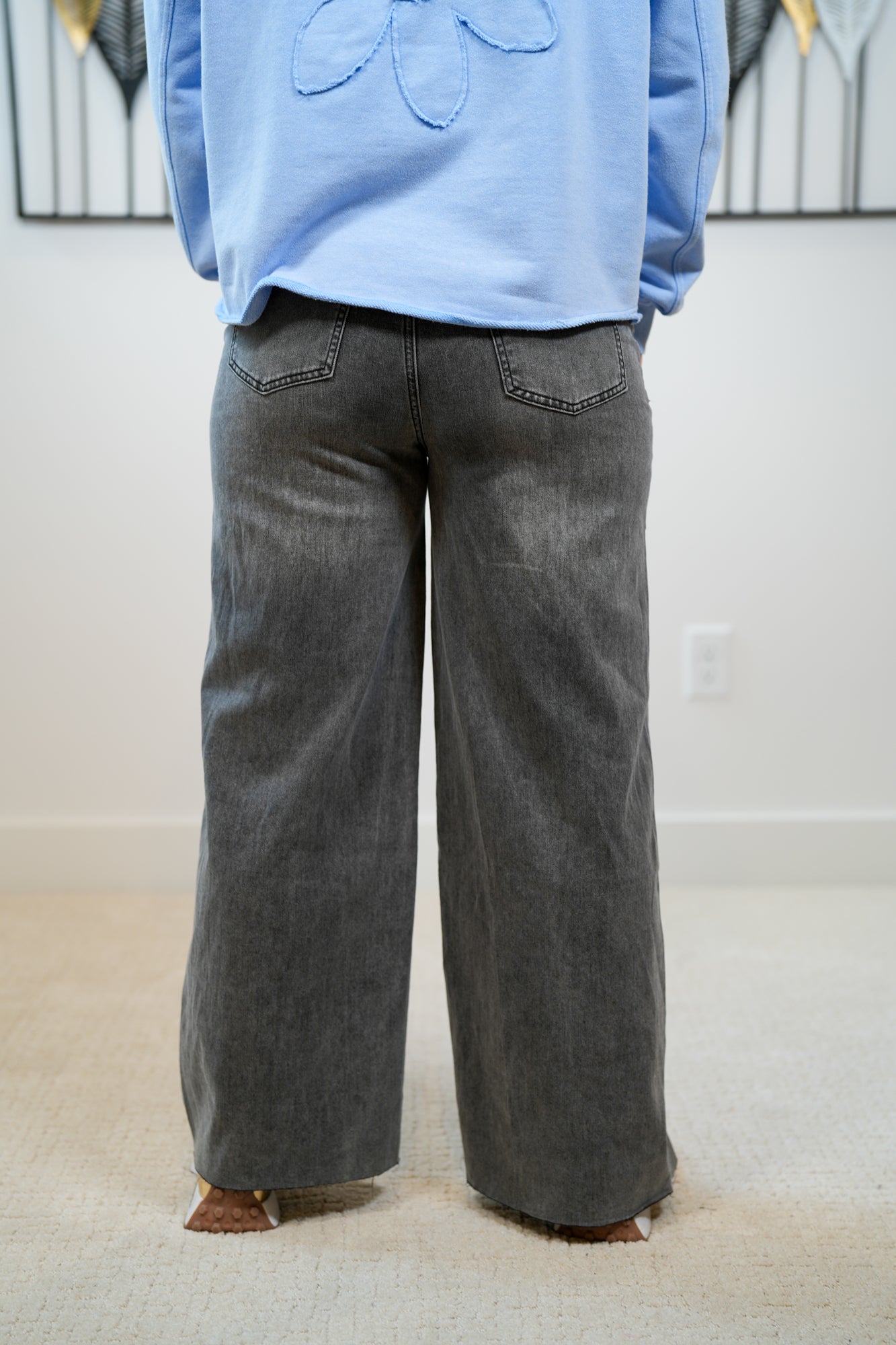 Back At It Stretch Wide Leg Denim Pants - Buttercup Lynne Boutique