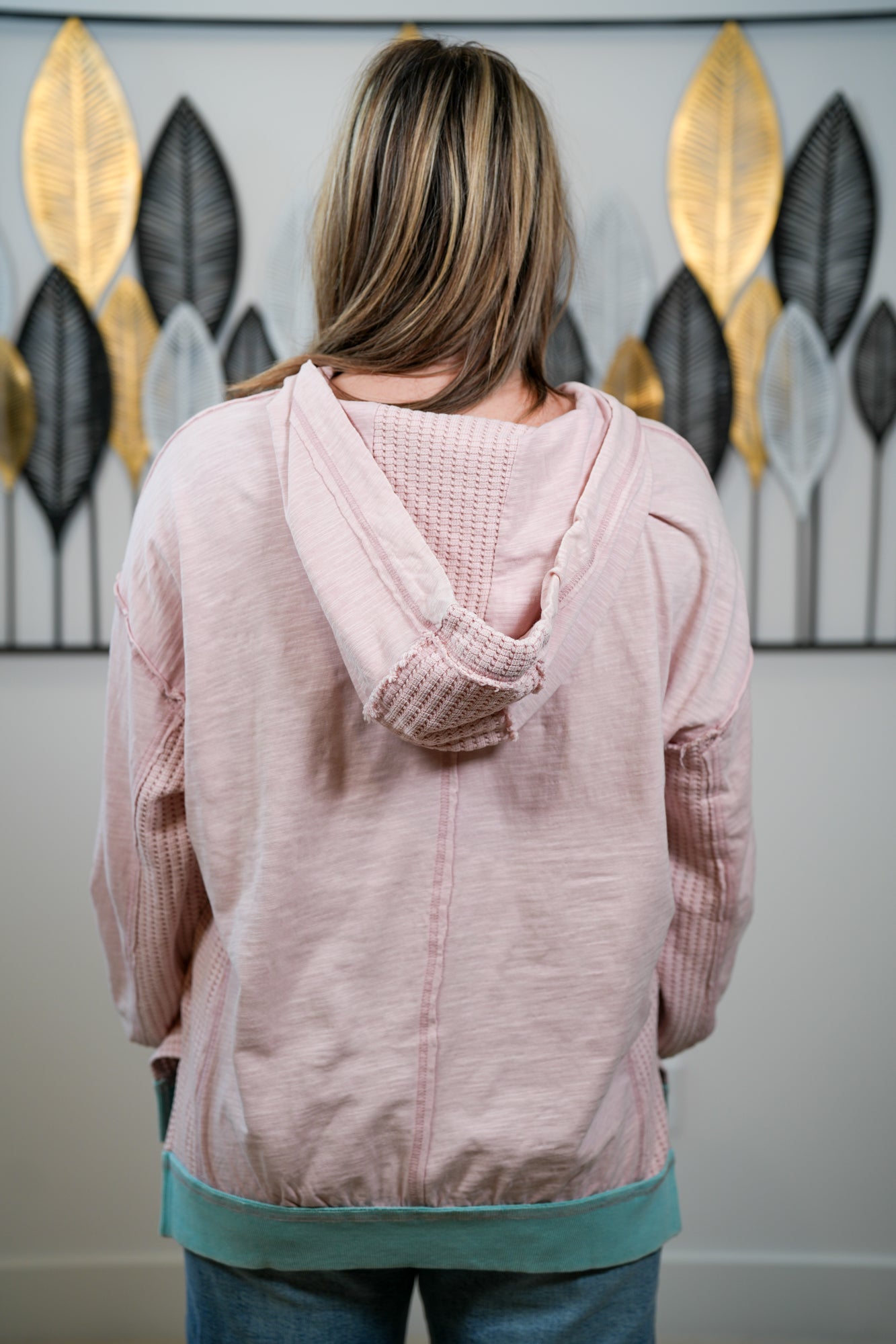 Ocean Vibes Shell Print Knit Hoodie - Buttercup Lynne Boutique