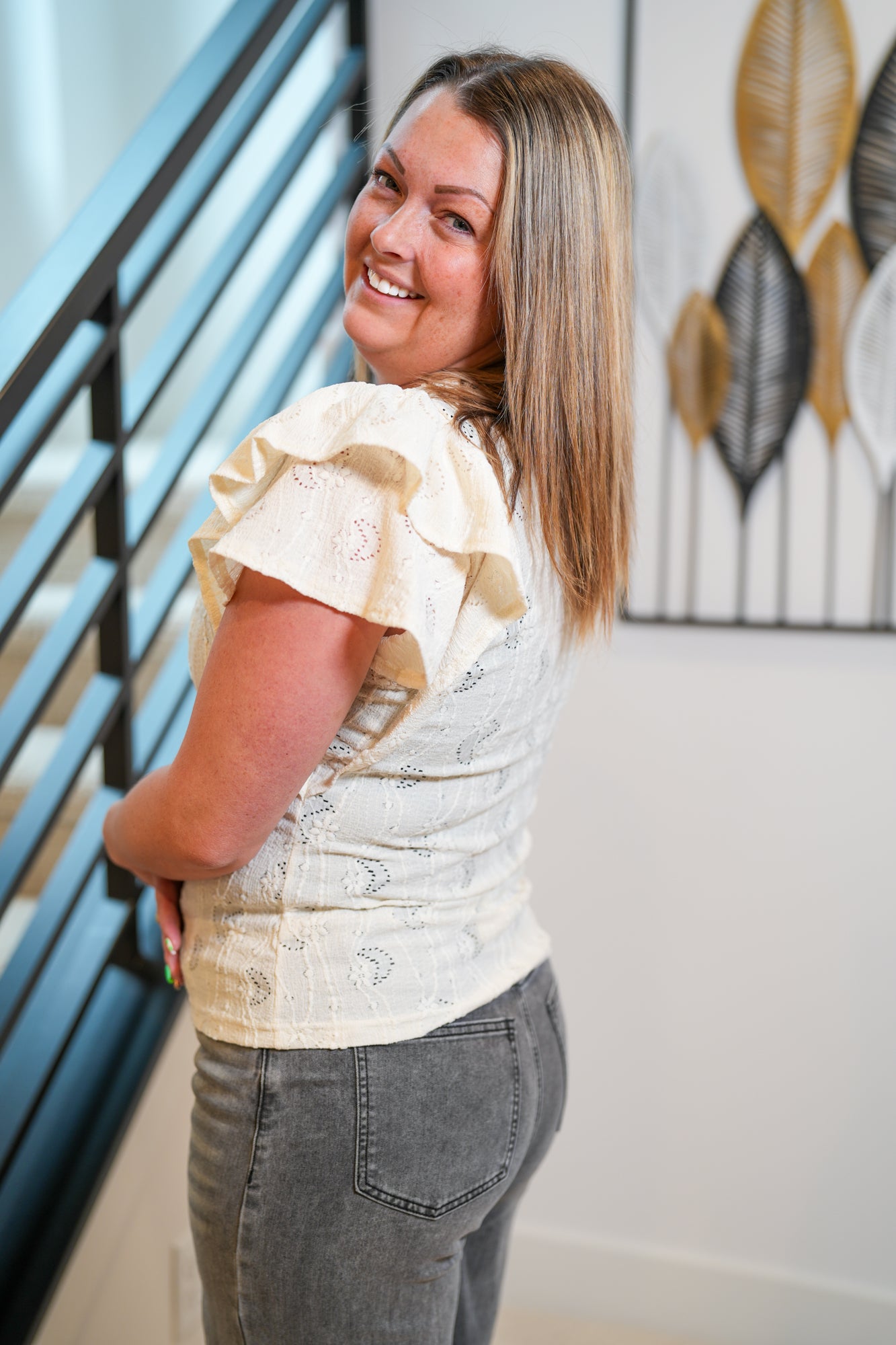 Moonlit Lace Ruffle Sleeve Top - Buttercup Lynne Boutique
