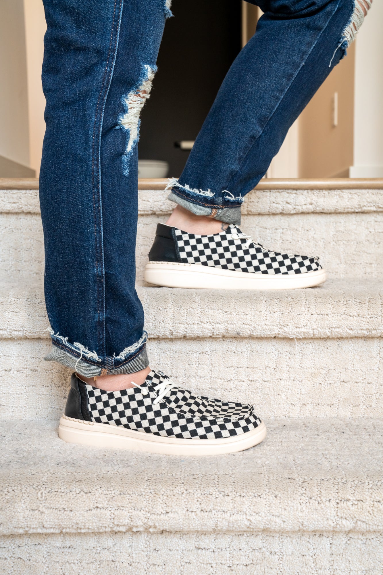 Corkys Kayak 2 - Black and White Check - Buttercup Lynne Boutique