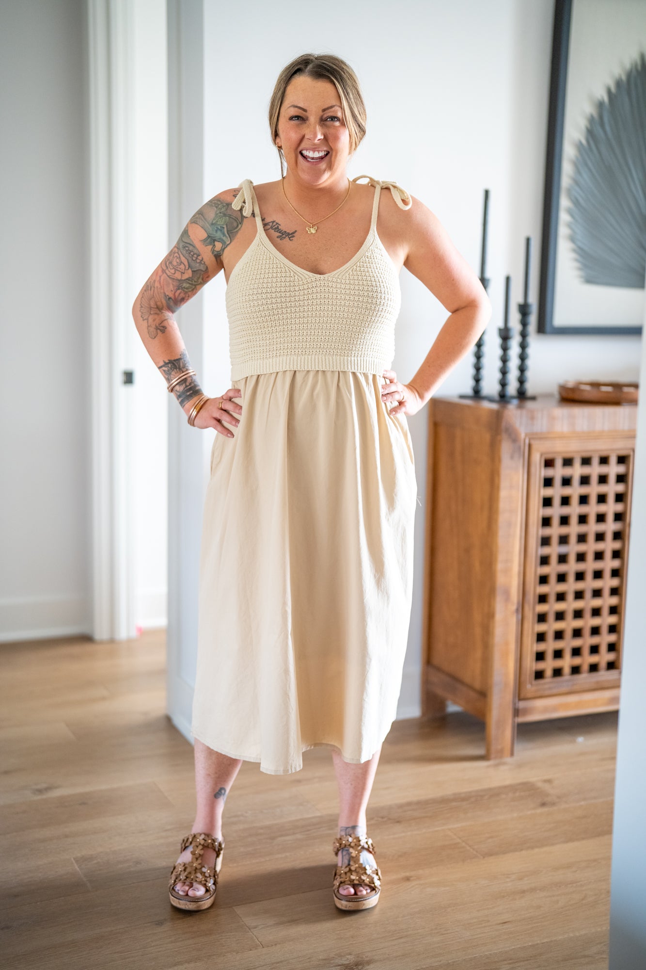Mixed Media Midi Cami Dress – Wishlist - Buttercup Lynne Boutique