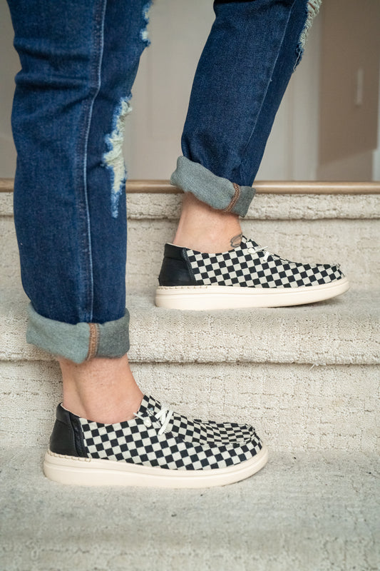Corkys Kayak 2 - Black and White Check - Buttercup Lynne Boutique
