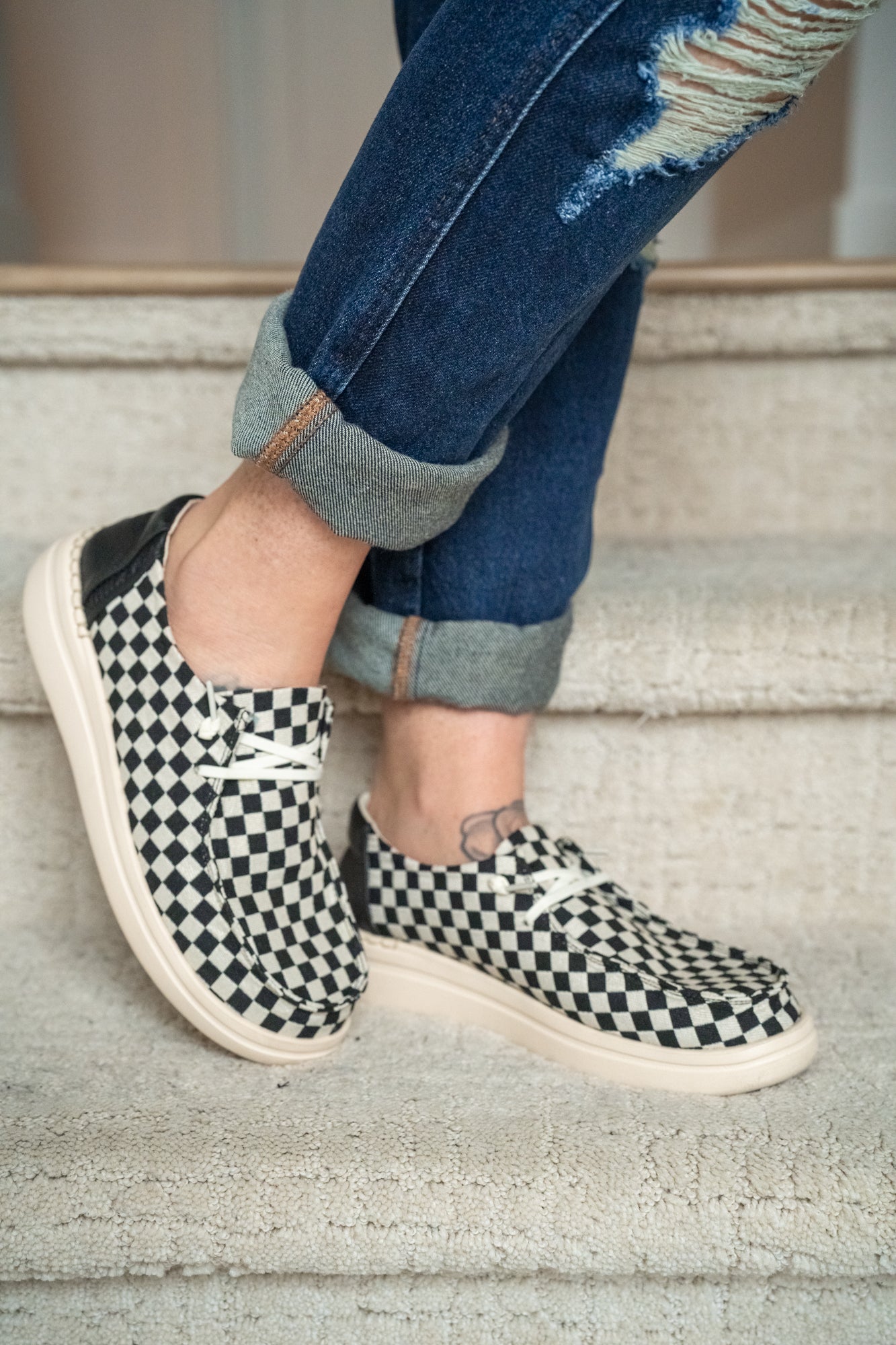 Corkys Kayak 2 - Black and White Check - Buttercup Lynne Boutique