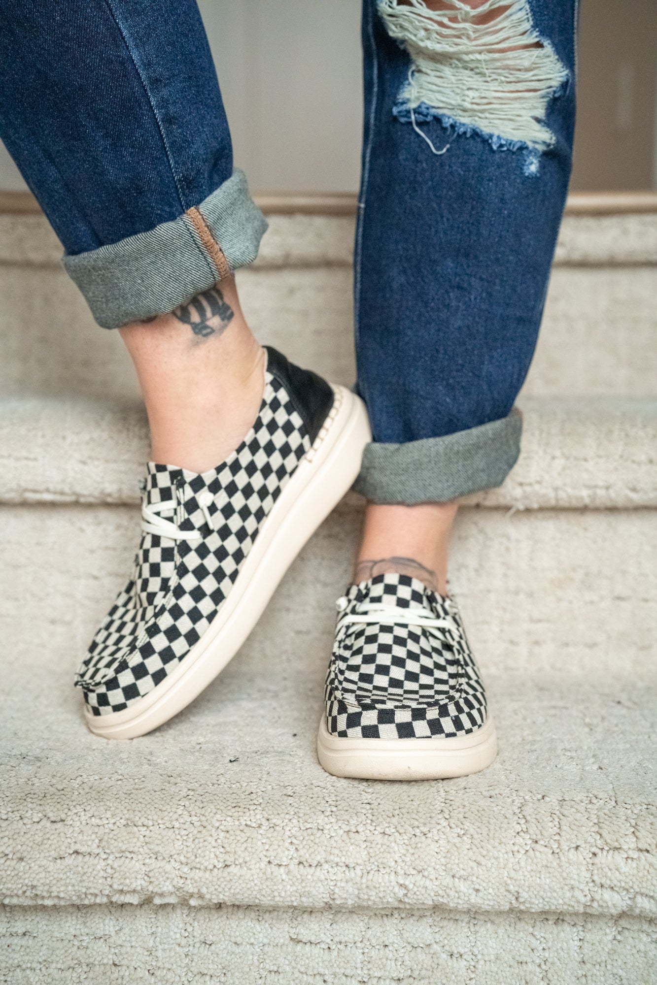 Corkys Kayak 2 - Black and White Check - Buttercup Lynne Boutique