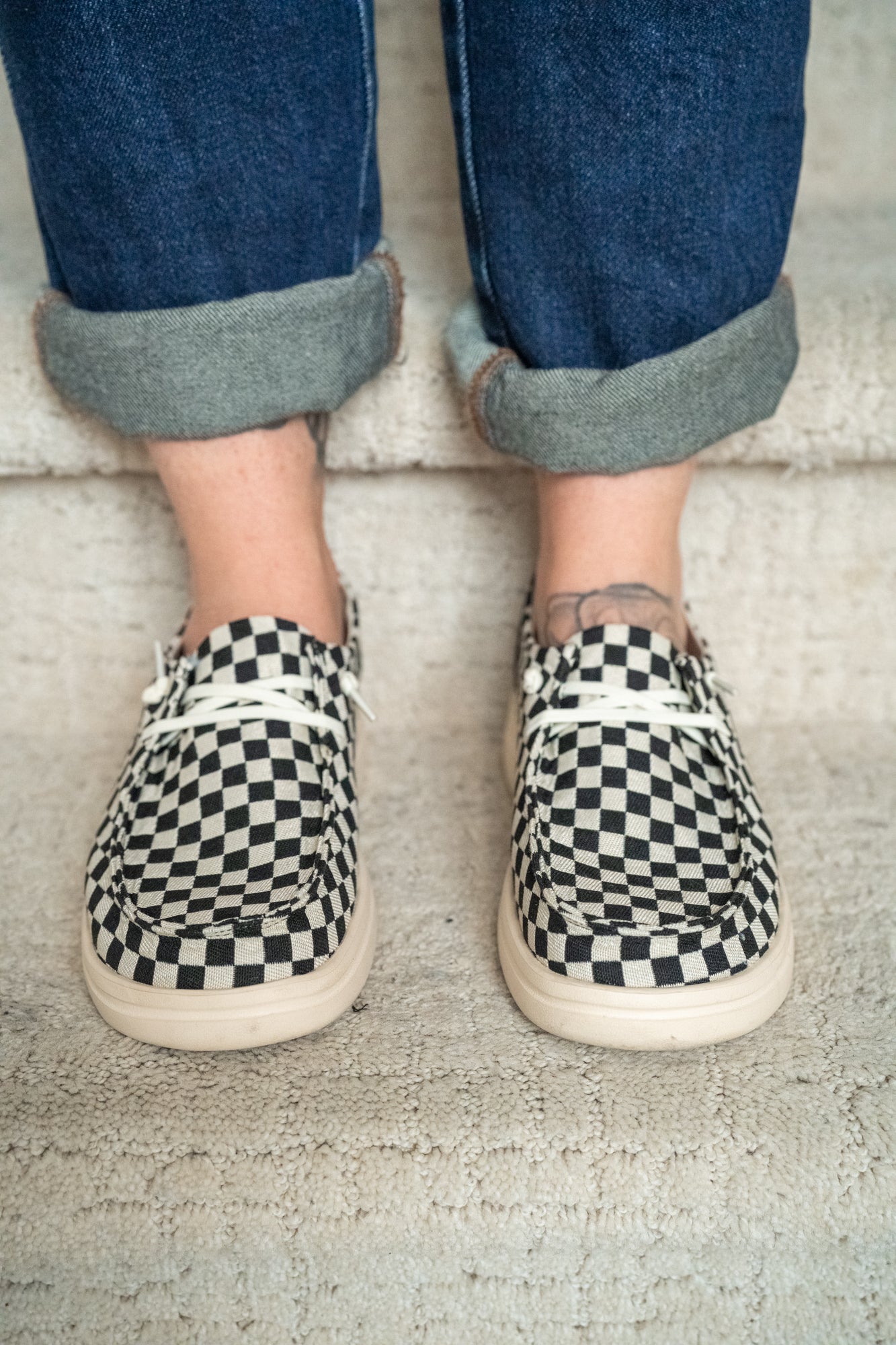 Corkys Kayak 2 - Black and White Check - Buttercup Lynne Boutique