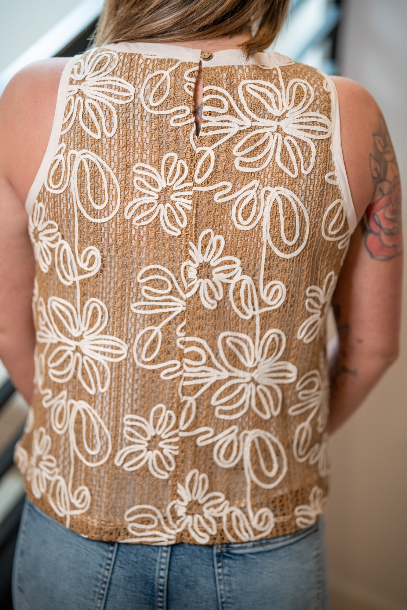 Floral Embroidered Lace Tank Top