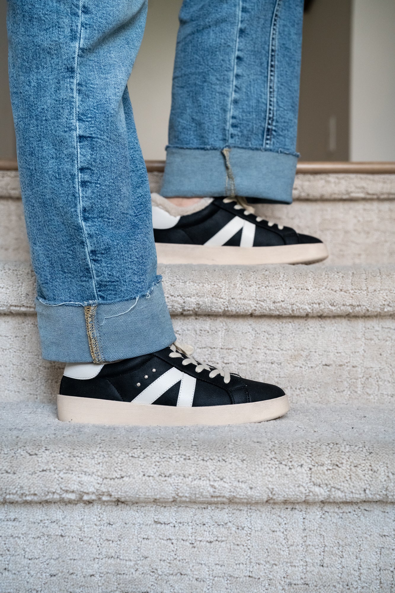 Corkys No Chaser Black Vegan Leather Sneaker with Faux Fur Lining - Buttercup Lynne Boutique