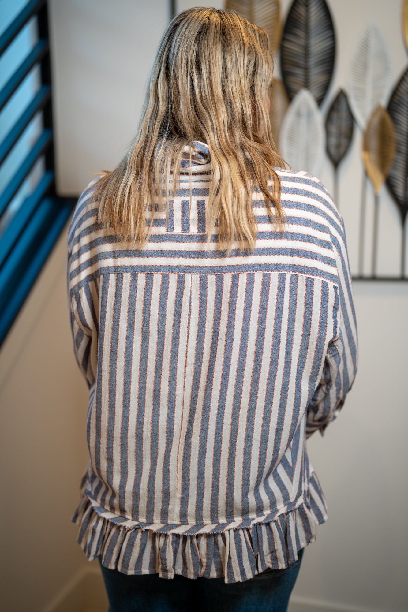 Easel 3/4 Sleeve Striped Linen Shirt - Buttercup Lynne Boutique